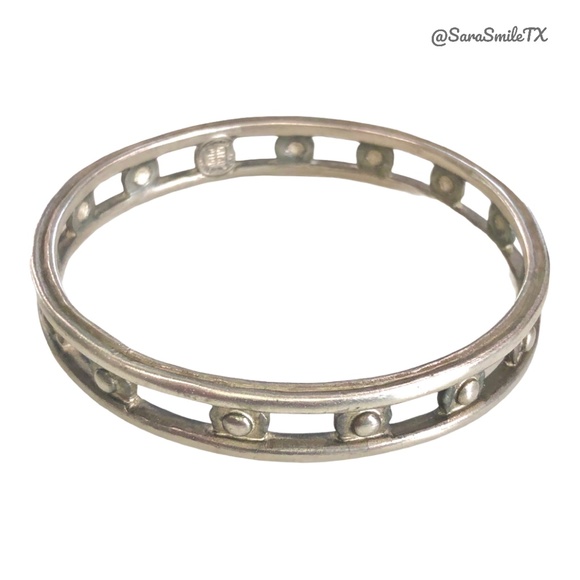 GIVENCHY Authentic Antiqued-Finish Silver-Tone Grecian Bangle Bracelet - Picture 8 of 9